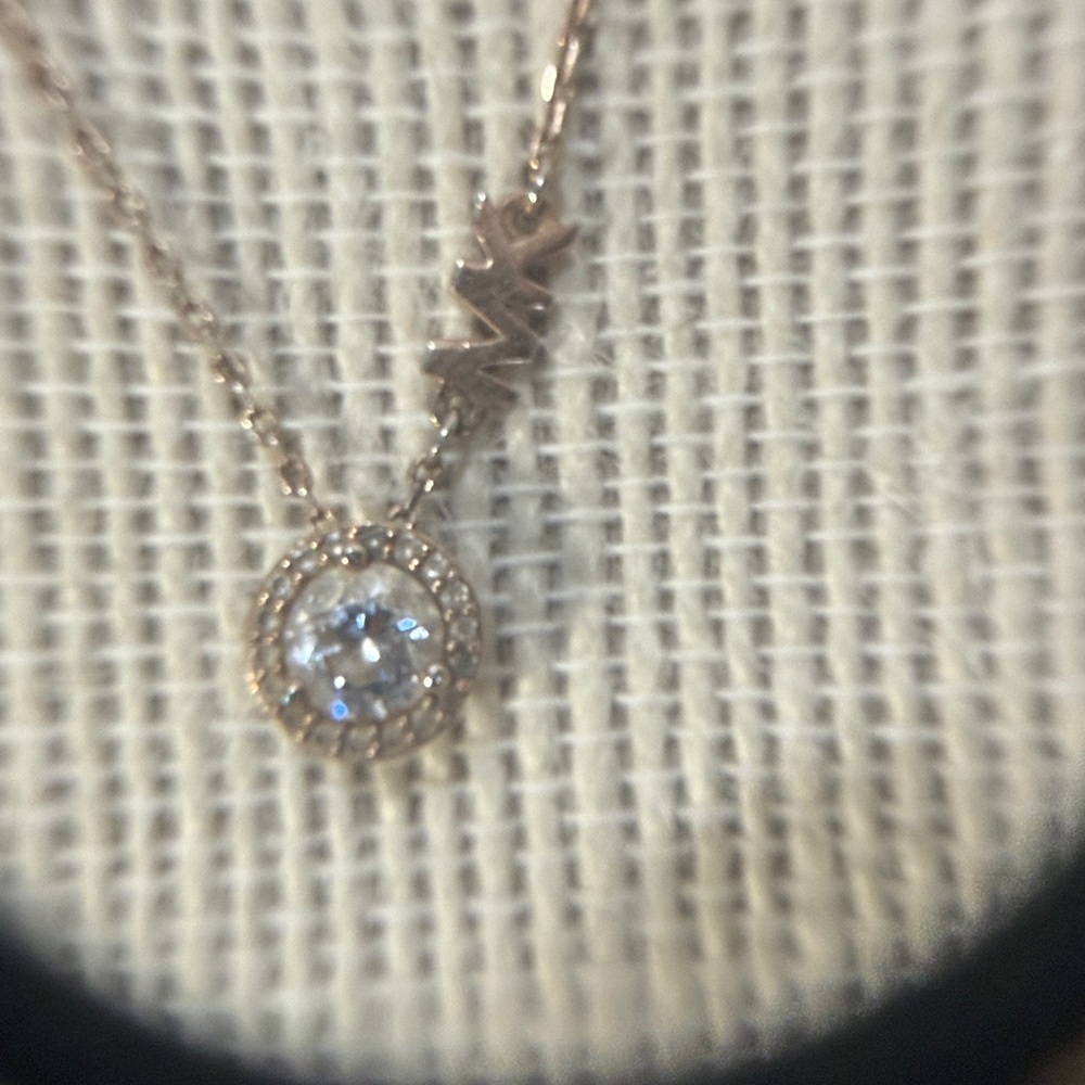 Michael Kors Rose Gold with Crystal Charm Brilliance CZ Pendant Necklace - Picture 6 of 13